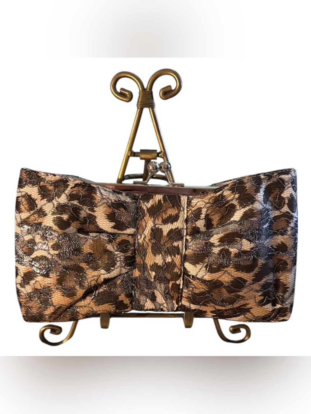 Metallic Gold & Black Lace Evening Clutch NWT. Long and Short Straps - Picture 3 of 4